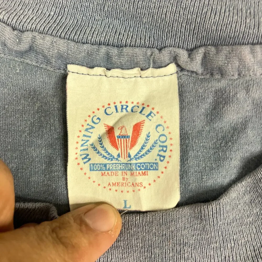 Winning Circle T-Shirt Mens‎ L Blue Florida Dolphin Graphic Tee Vintage